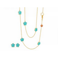 Lauren G. Adams Daisy Love Necklace & Earring Set (Gold/Baby Blue)